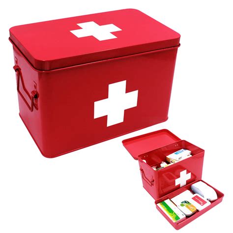 metal medicine storage box|medical storage box with lid.